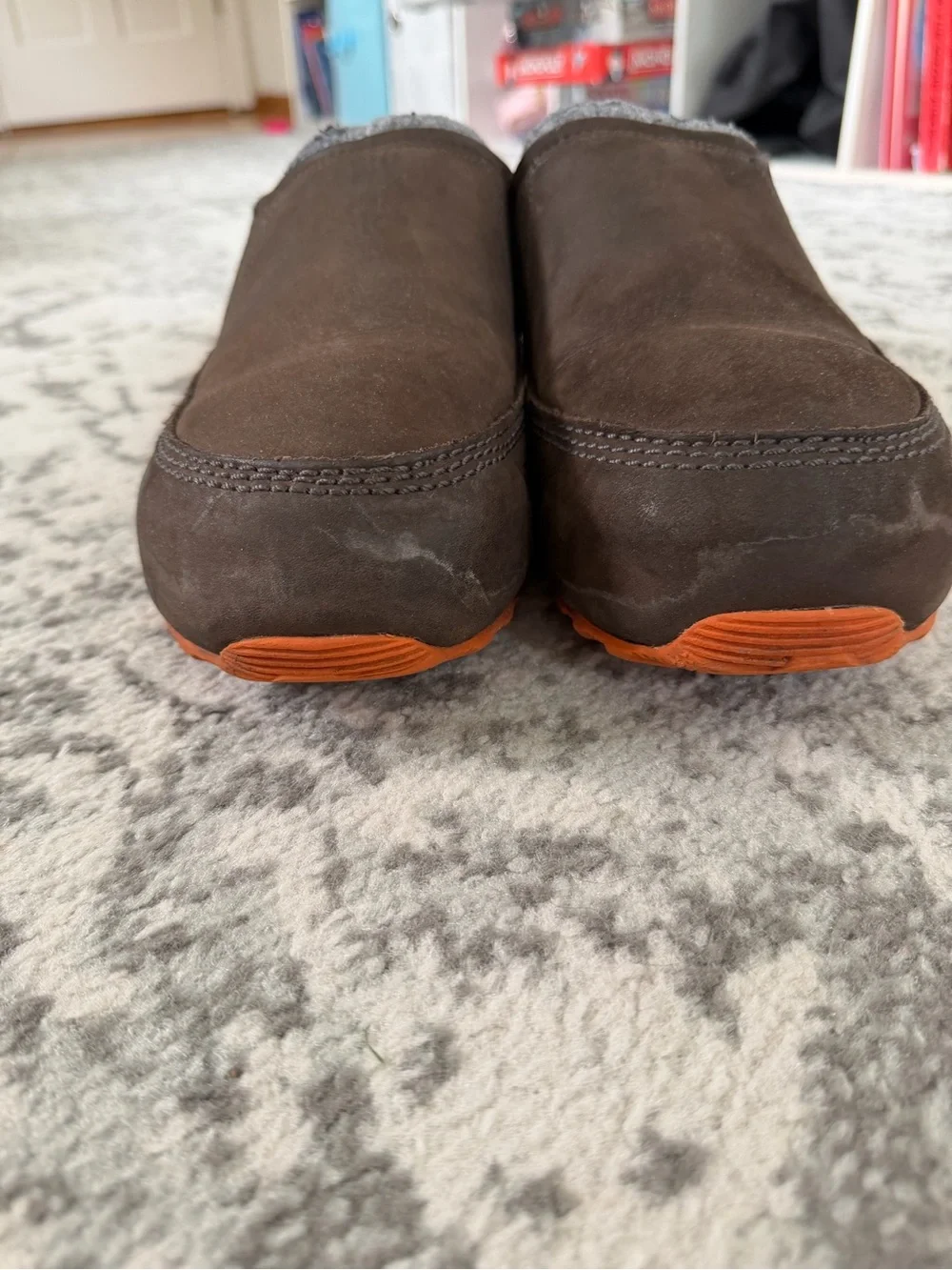Sorel Brown Slip-On Snow Clog with Orange Sole